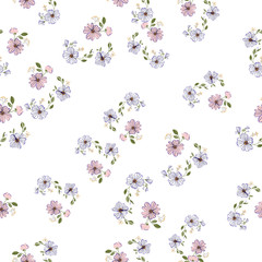 Fashionable cute pattern in nativel flowers. Floral seamless background for textiles, fabrics, covers, wallpapers, print, gift wrapping or any purpose.