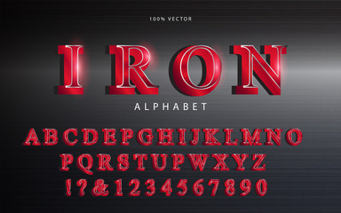 Red iron steel with Bold Alphabet vector style design concept. Can use for element book cover, poster, flyer, advertising