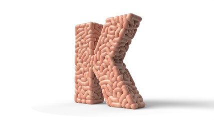 human brain in shape of letter K. 3D illustration