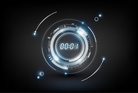 Abstract Futuristic Technology Background with Digital number timer concept and countdown, vector