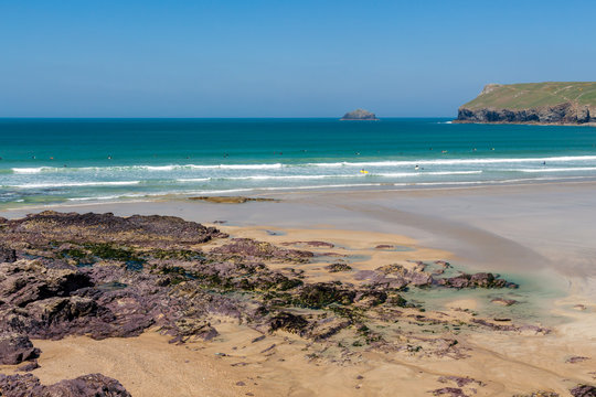 Polzeath Beach on the North Cornish coast, Cornwall England UK