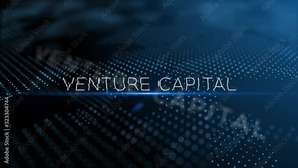 Wall mural venture capital modern intro text 3d animation with lens flare and depth of field focus blur