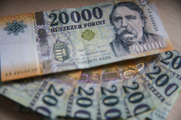 Hungarian 20000 forint banknotes Ferenc Deak. Background. Europe Hungary.