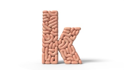 human brain in shape of letter k. 3D illustration