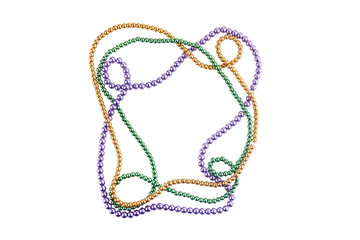 holiday or mardi gras beads making frame isolated on white background © vetre