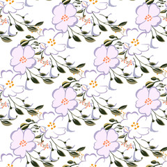 Fashionable cute pattern in nativel flowers. Floral seamless background for textiles, fabrics, covers, wallpapers, print, gift wrapping