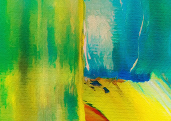 Abstract background in mixed colors. Oil and watercolor design elements. Design template for covers, posters and banners. Simple macro close-up paint brush strokes.