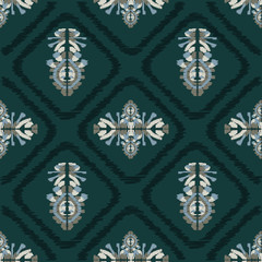 Abstract embroidery seamless ikat pattern