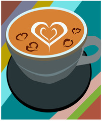 Illustration of a cup of Latte Art coffe