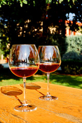 Two Glasses of Fresh Red Wine for Celebration