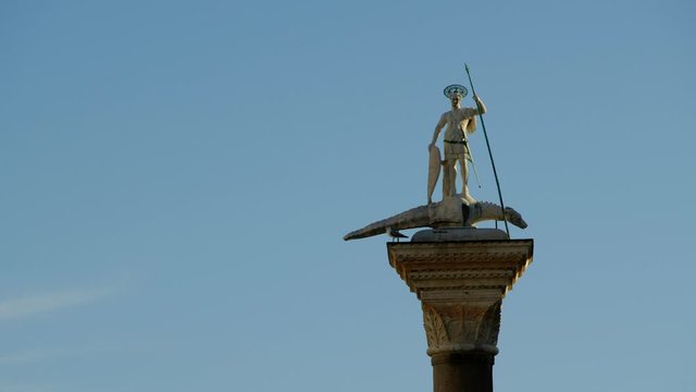 Venice, ITALY &ndash; FEBRUARY 6, 2020: Column of San Teodoro in Piazzetta San Marco