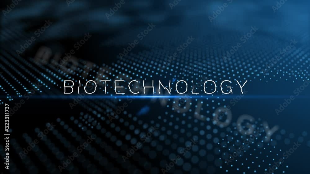 Poster biotechnology modern intro text 3d animation with lens flare and depth of field focus blur