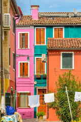 Fototapeta premium Colorful apartment building in Burano, Venice, Italy.