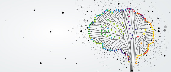 Abstract human brain. Artificial intelligence technology. Science background