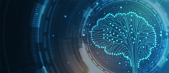 Abstract human brain. Artificial intelligence technology. Science background