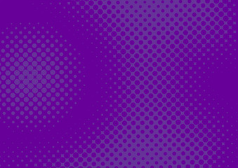 Purple pop art background in retro comic style with halftone polka dots design