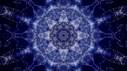 abstract blue-black kaleidoscope pattern. 3d render illustration