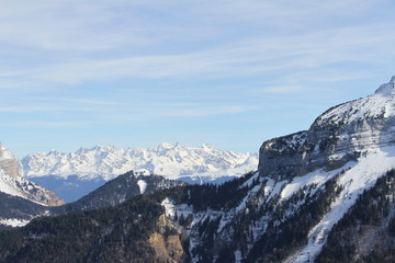 Photography that is showing the Chartreuse mountain during the winter season (Col de Porte)