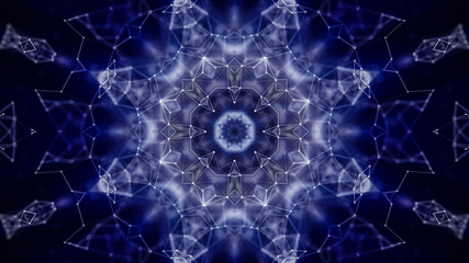 abstract blue-black kaleidoscope pattern. 3d render illustration
