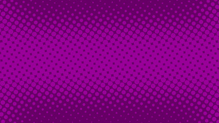 Magenta and violet pop art background in retro comic style with halftone dots design
