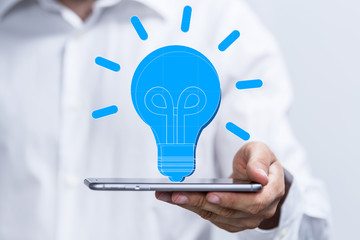 solution concept business idea lamp