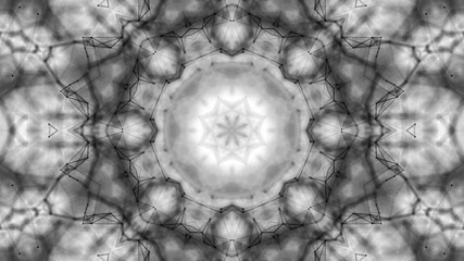 Abstract black and white kaleidoscope pattern. 3d render illustration