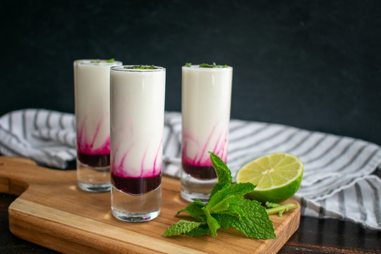 Coconut Lime Mojito Shooters with Blueberry