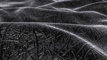 Abstract wave background in black. deformed three-dimensional surface. 3d render illustration