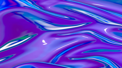 Obraz premium Abstract wave background with neon reflections. deformed three-dimensional surface. 3d render illustration