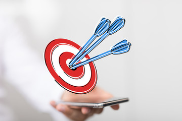 Dart arrow on target dartboard, Business success concept..