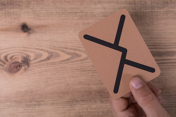 Hand with an email icon 3d