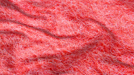 Abstract red wave plane background with texture. 3d render illustration