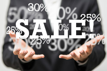 sale digital percent in hand