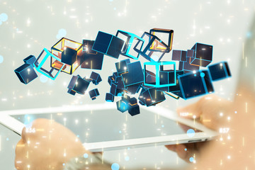 code data concept in hand digital 3d