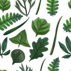 Green leaves seamless pattern. vector seamless pattern