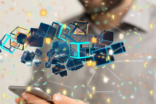 code data concept in hand digital 3d