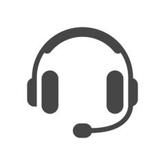 Headset icon in flat style isolated on white background. Vector illustration.