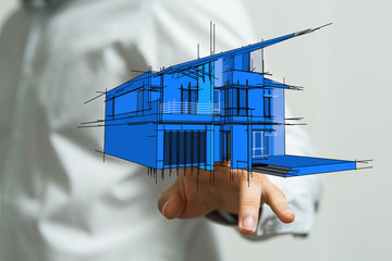 Hands - Holding House digital concept.