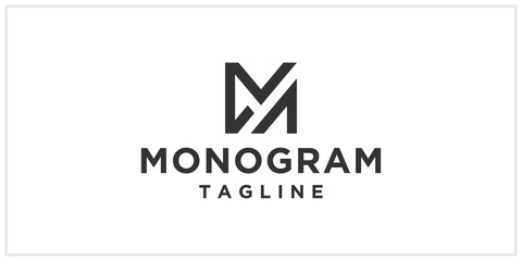 ma or am monogram logo design template