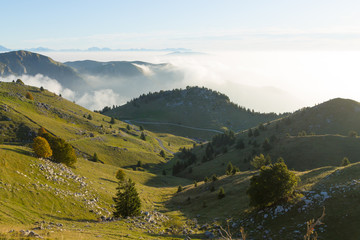 Mountain landscape. Mount Grappa panorama, Italian alps