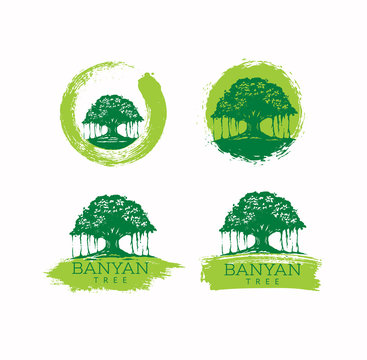 Banyan Tree Holistic Healing Vector Design Element On Textured Background