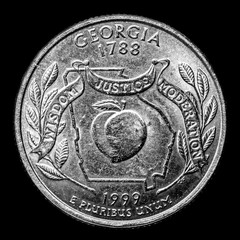 This quarter represents Georgia known as the peach state.