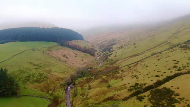 The amazing landscape of Brecon Beacons National Park in Wales -aerial photography