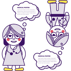Vector medical illustration with a doctor character. Speaks in bubble with place for text. The concept of a healthy lifestyle, healthcare. Design for advertising, web site, poster.