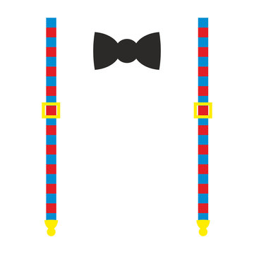 Gentleman's set-funny suspenders with stripes and a bow tie