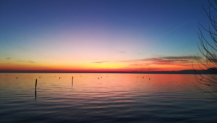 Sunset at Garda lake, Italy. Italian landscape