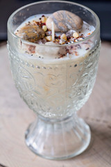 Natural soy wax decorative candle in vintage glass