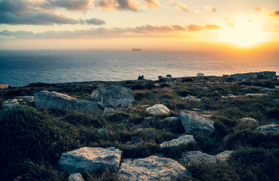 Malta Sunset Over Filfla
