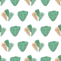 Lettuce Field-Vegi Delight seamless Repeat Pattern illustration in green cream and white.Modern Pattern Background. Surface pattern Design, Perfect for Fabric, Scrapbook, wallpaper.
