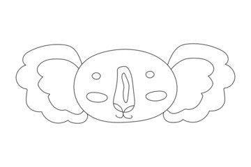 Outline of cute doodle koala head isolated on white background. Anti-stress drawing for coloring children and adults. Drawing on a t-shirt, logo or tattoo. Stock vector illustration
